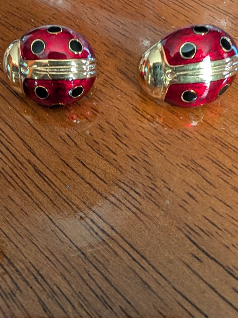 Joan Rivers ladybug enamel clip ons